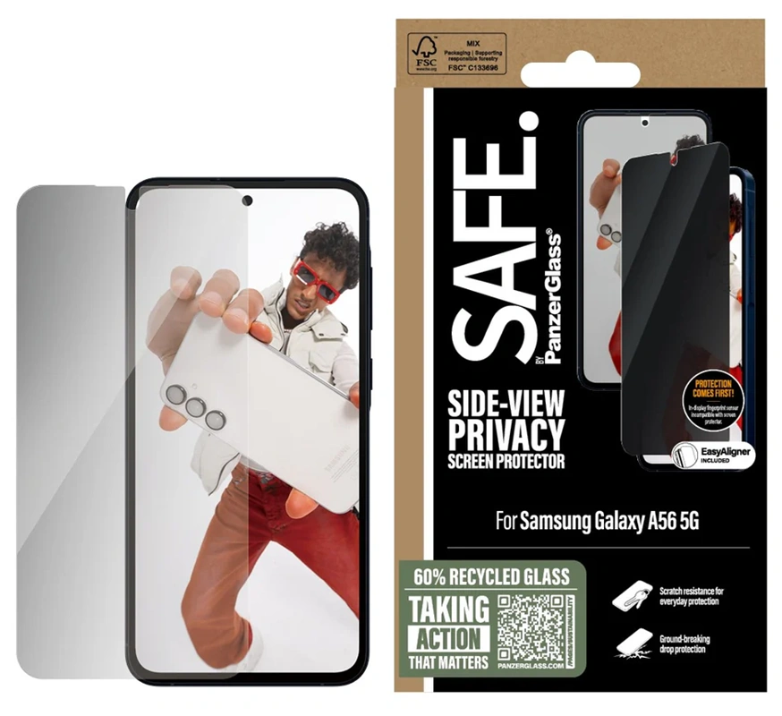 Safe Samsung Galaxy A56 privacy stikliukas, skaidri, 2 nuotrauka